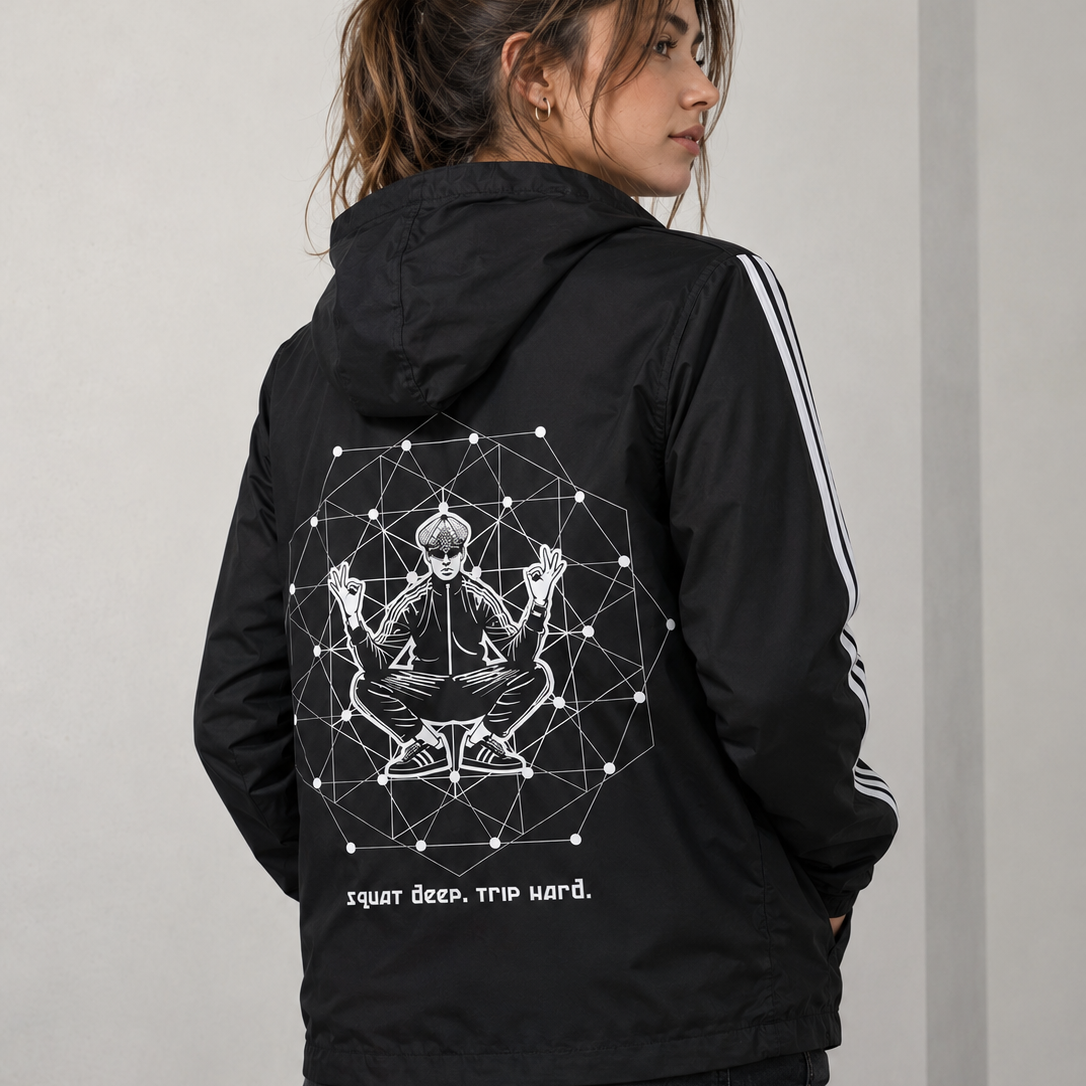 Gopnik windbreaker by Spiral Code: unisex festival jacket with an all-over art print