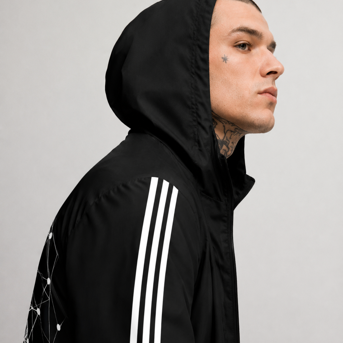 Gopnik windbreaker by Spiral Code: unisex festival jacket with an all-over art print