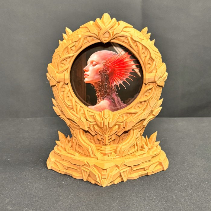 Stargate DNA Code 3D-printed picture frame with a spiral structure