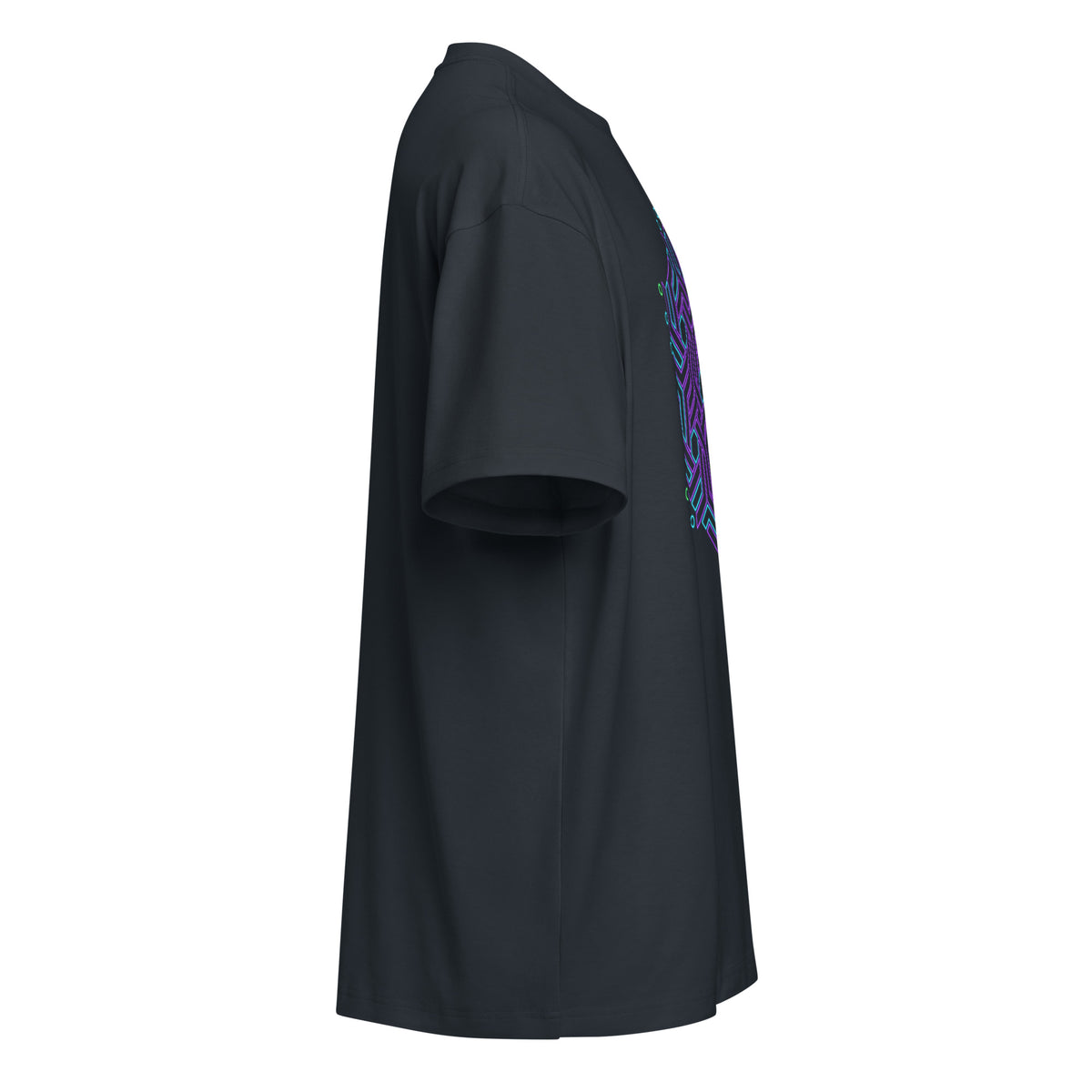 GeoTron Violet cotton box t-shirt in Navy Blazer, right side view