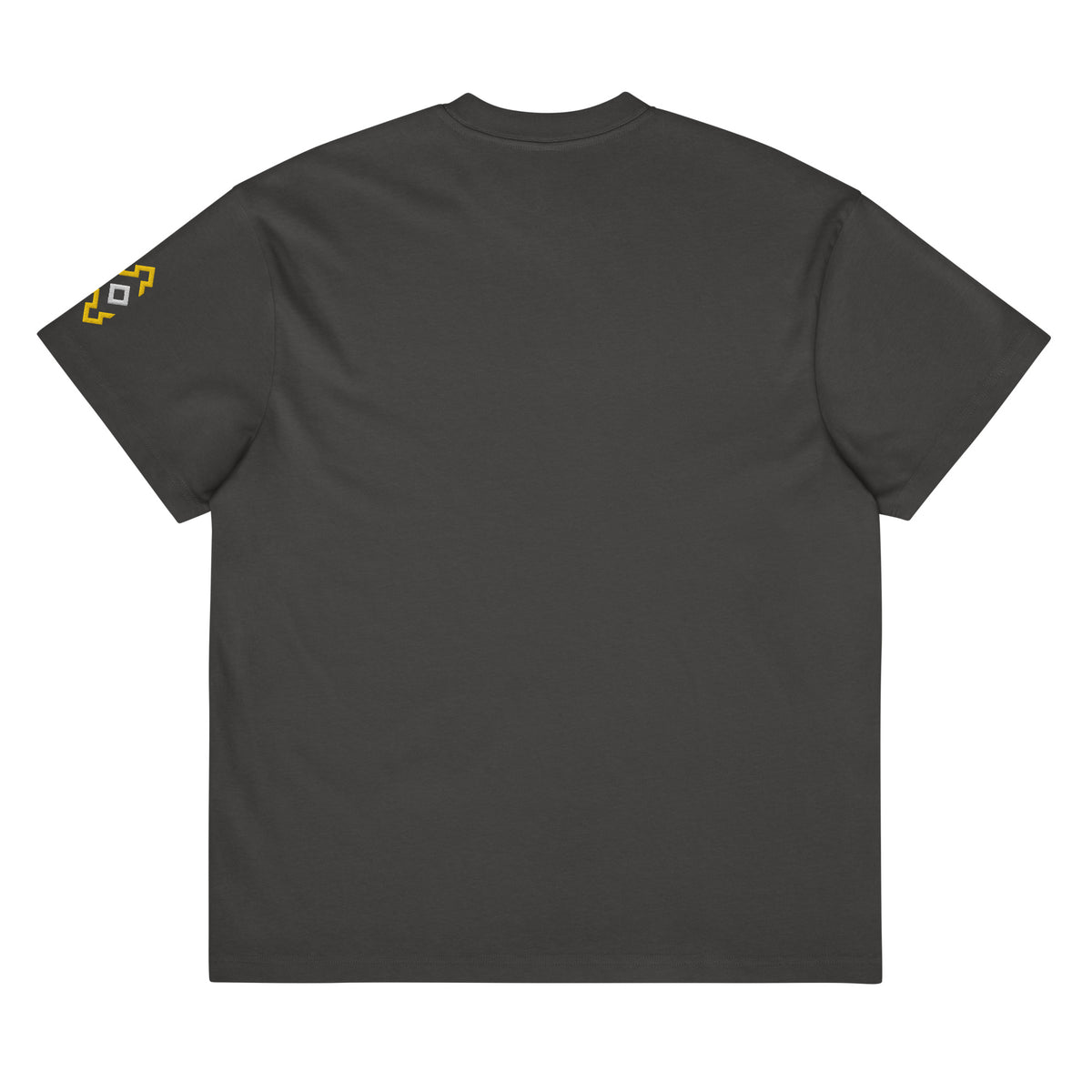 Owl embroidered box tee in Vintage Black, flat back: plain back, only the edge of the left sleeve mark shows