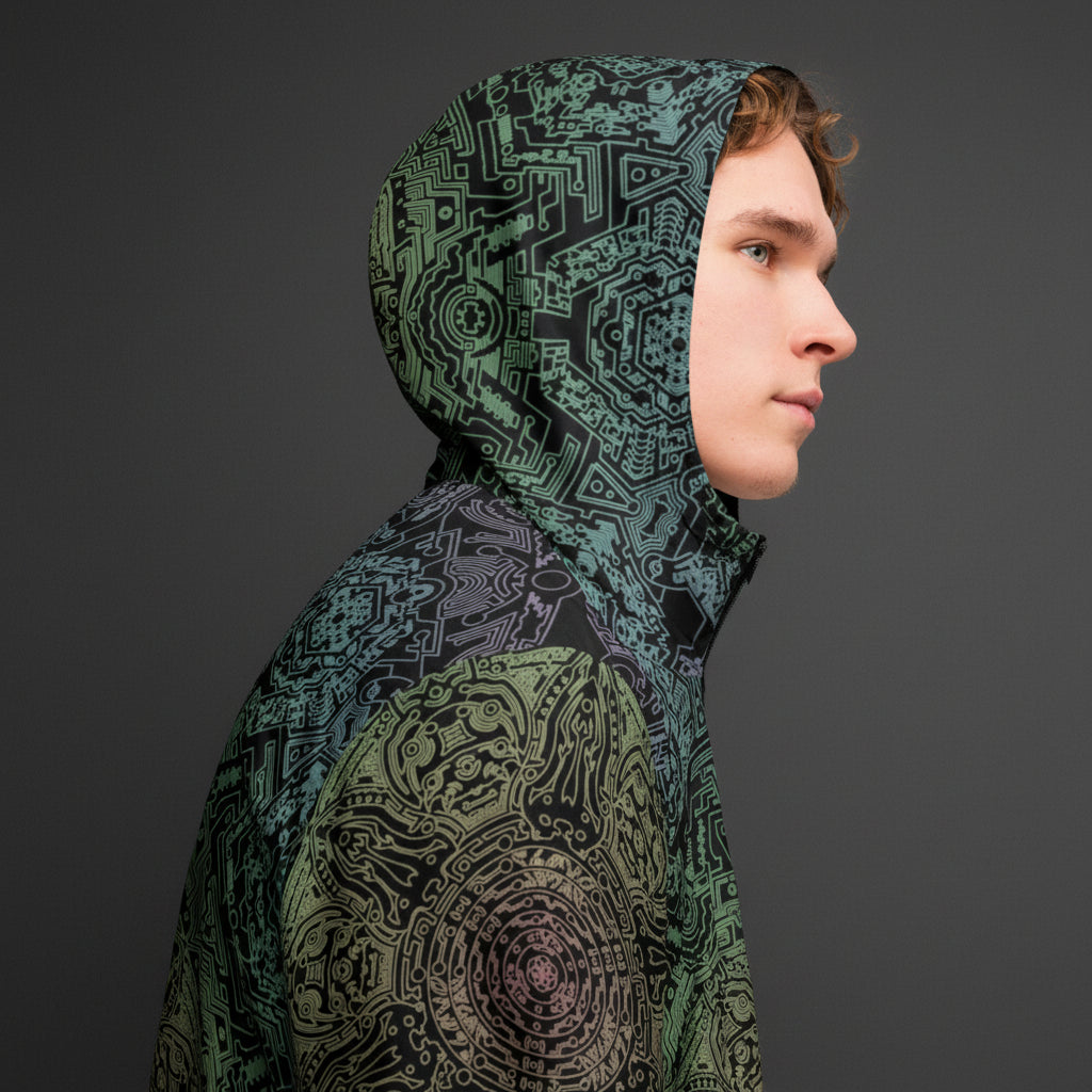 Stargate Vector windbreaker by The HiveMaster: unisex festival jacket with an all-over art print
