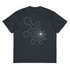 Metaball B&W cotton box t-shirt in Navy Blazer, flat front view: white outline of rounded lobes around a dense core