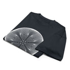Star Weave B&W cotton box t-shirt in Navy Blazer, folded: part of the white line disc with the star at the centre