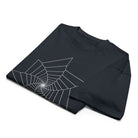 Fibonacci Sequence 2 B&W cotton box t-shirt in Navy Blazer, folded: white star-shaped spiral of lines