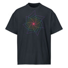 Fibonacci Sequence 2 Rainbow cotton box t-shirt in Navy Blazer, front view: rainbow star spiral on the chest