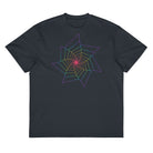 Fibonacci Sequence 2 Rainbow cotton box t-shirt in Navy Blazer, front view: rainbow star spiral on the chest