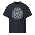 Neural Program B&W cotton box t-shirt in Navy Blazer, front view: white honeycomb star wrapped in circuit lines on the chest