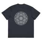 Neural Program B&W cotton box t-shirt in Navy Blazer, front view: white honeycomb star wrapped in circuit lines on the chest