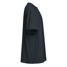 Owl embroidered box tee in Navy Blazer, right side: plain right sleeve, edge of the owl embroidery on the chest