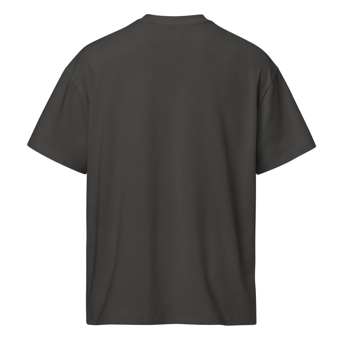 GeoMaster B&W cotton box t-shirt in Vintage Black, back view: plain back, no print