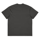 Fractal Triangle Rainbow cotton box t-shirt in Vintage Black, flat back view: plain back, no print