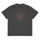 Fibonacci Sequence 2 Rainbow cotton box t-shirt in Vintage Black, front view: rainbow star spiral on the chest
