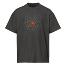 Fibonacci Sequence 2 Rainbow cotton box t-shirt in Vintage Black, front view: rainbow star spiral on the chest