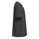 Invaders embroidered box tee in Vintage Black, right side view: plain sleeve, edge of the yellow front figure