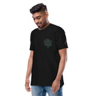Neural Star Tree premium heavyweight t-shirt in Black, front view: TreeStar small on the left chest