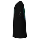 Neural Star Tree premium heavyweight t-shirt in Black, left side view: a small rainbow strand on the sleeve