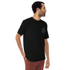 Neural Star Tree premium heavyweight t-shirt in Black, right front view on a model