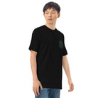 Neural Star Tree premium heavyweight t-shirt in Black, right front view on a model