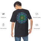 Neural Star Tree premium heavyweight t-shirt in Charcoal Heather, back view on a model: the Neural Program mandala