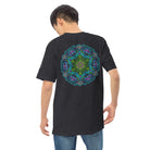 Neural Star Tree premium heavyweight t-shirt in Charcoal Heather, back view on a model: the Neural Program mandala