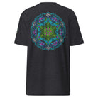 Neural Star Tree premium heavyweight t-shirt in Charcoal Heather, back view: the Neural Program mandala across the back