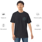 Neural Star Tree premium heavyweight t-shirt in Charcoal Heather, front view on a model: TreeStar small on the left chest