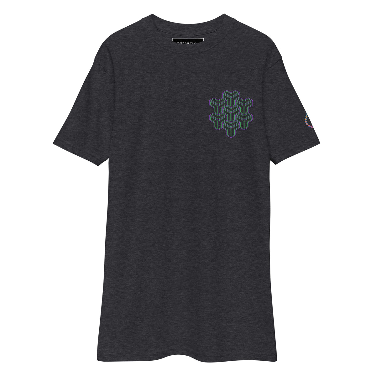 Neural Star Tree premium heavyweight t-shirt in Charcoal Heather, front view: TreeStar small on the left chest