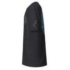 Neural Star Tree premium heavyweight t-shirt in Charcoal Heather, left side view: a small rainbow strand on the sleeve
