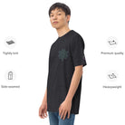 Neural Star Tree premium heavyweight t-shirt in Charcoal Heather, left front view on a model