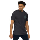 Neural Star Tree premium heavyweight t-shirt in Charcoal Heather, right front view on a model