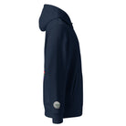 Once Upon a Trip hoodie, French Navy, right sleeve skull embroidery