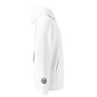 Once Upon a Trip hoodie, White, right sleeve skull embroidery